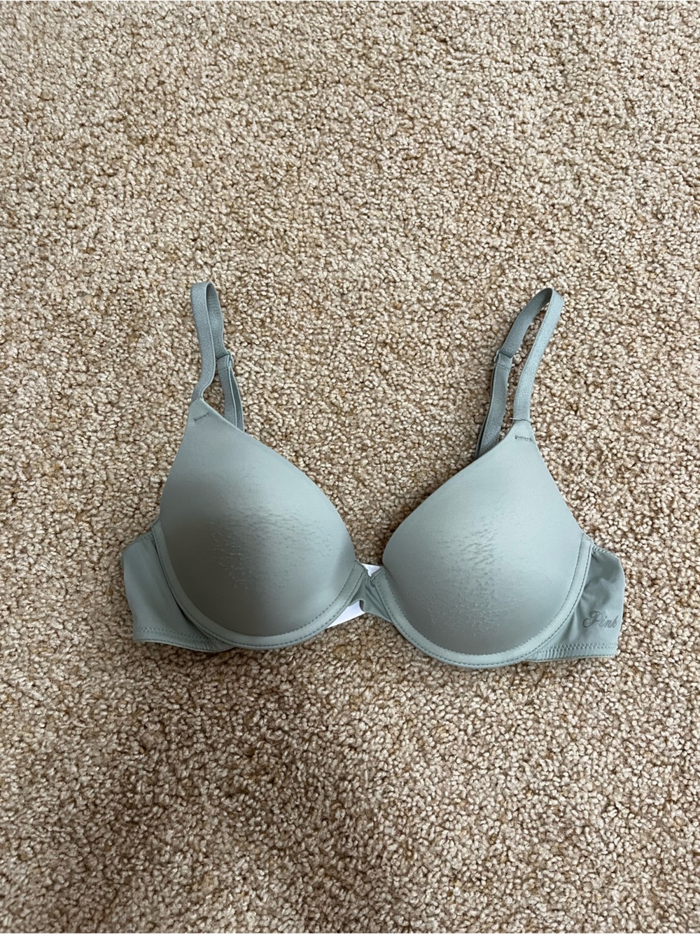 Pink Victorias Secret Women's Light Sage Green Bra - 36A